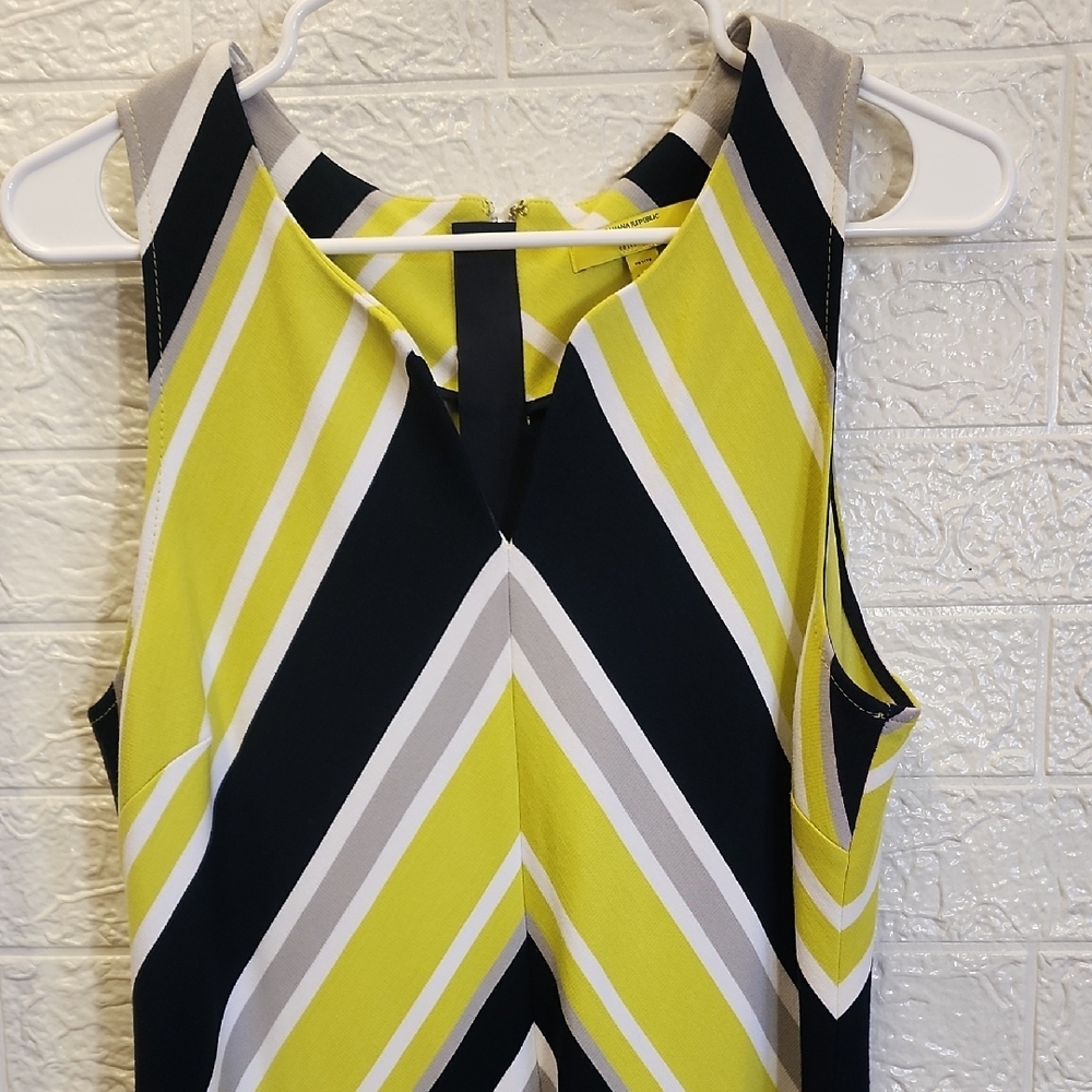 Milly Lime, Black & Cream Chevron Midi Dress - Picture 10 of 10